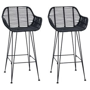 vidaXL Sedia da Bar 2 pcs 55 x 52 x 92 cm Rattan e Ferro