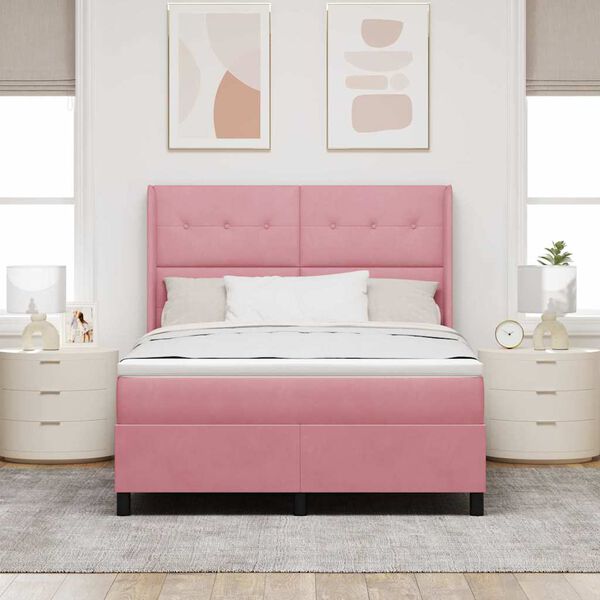 vidaXL Letto a molle con testiera Rosa 140 x 200 cm Velluto