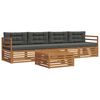 vidaXL Set di divani da esterno con cuscino 5 pcs Naturale e Antracite