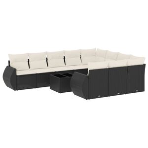 vidaXL Set Divani da Giardino 11 pz con Cuscini in Polyrattan Nero