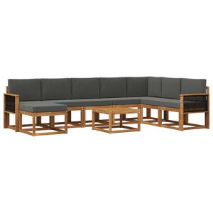 vidaXL Set di divani da esterno 9 pz Naturale e Antracite