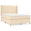 vidaXL Giroletto a Molle con Materasso Crema 140x19 cm in Tessuto