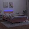 vidaXL Letto a Molle con Materasso e LED Rosa 120x190 cm in Velluto