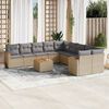 vidaXL Set Divano da Giardino 11 pz con Cuscini Beige Misto Polyrattan