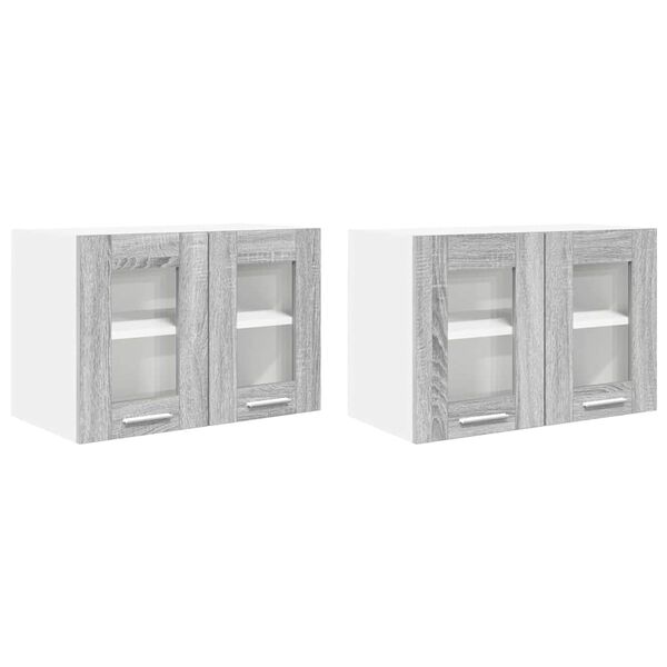vidaXL Armadio pensile con porta 2 pcs Grigio Sonoma 60 x 31 x 40 cm