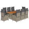 vidaXL Set da Pranzo da Giardino 9 pz con Cuscini in Polyrattan Grigio