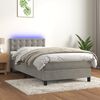 vidaXL Letto a Molle con Materasso e LED Grigio Chiaro 90x190 cm Velluto