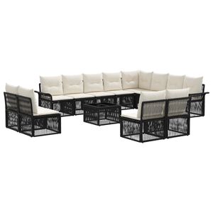 vidaXL Set Divano da Giardino 13 pz Nero polyrattan