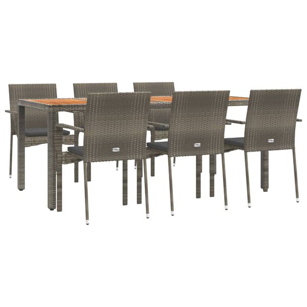 vidaXL Set da Pranzo da Giardino 7 pz con Cuscini in Polyrattan Grigio