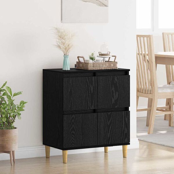 vidaXL Credenza Rovere Nero 60 x 35 x 70 cm Legno multistrato
