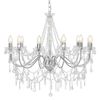 vidaXL Lampadario con Perline Argento 12 Lampadine E14