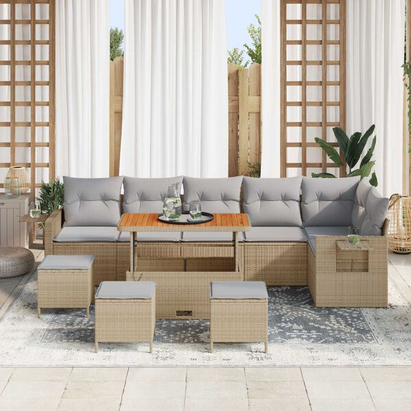 vidaXL Set Divano da Giardino 12 pcs Beige e Grigio Chiaro polyrattan