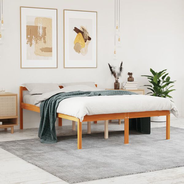 vidaXL Letto per Anziani Marrone Cera 120x190cm Legno Massello di Pino
