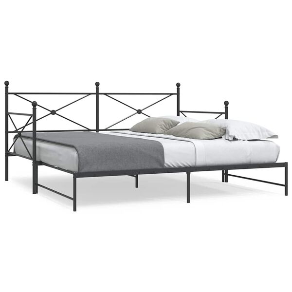 vidaXL Divano Letto Estraibile senza Materasso Nero 107x203 cm Acciaio
