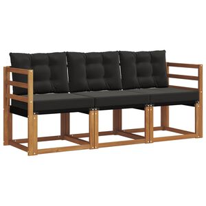 vidaXL Set di divani da esterno 3 pz Naturale e Nero
