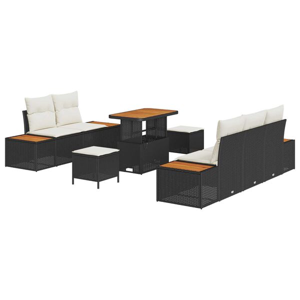 vidaXL Set Divano da Giardino 8 pcs Nero polyrattan
