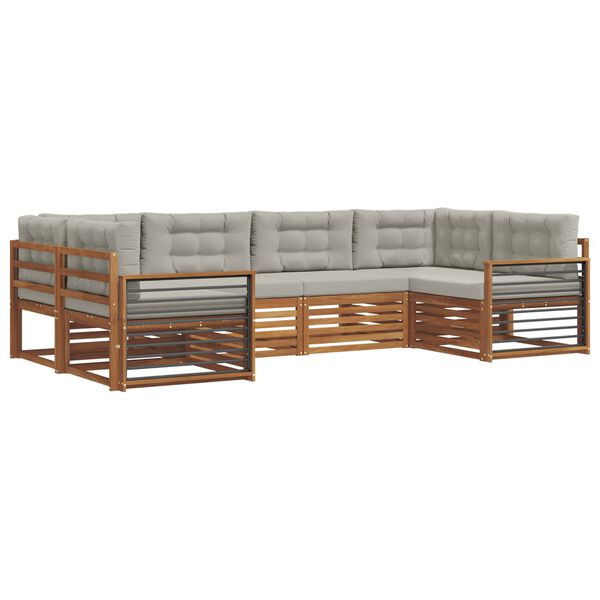vidaXL Set di divani da esterno 6 pcs Grigio Naturale e Chiaro