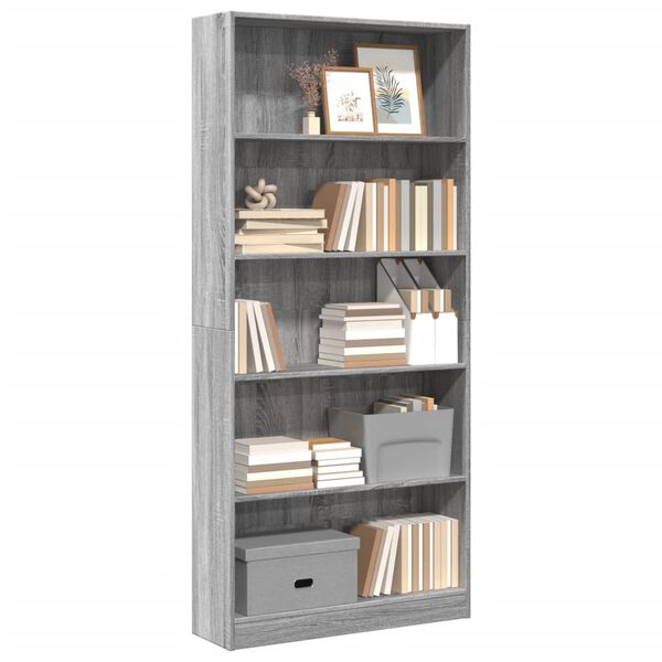 vidaXL Libreria Grigio Sonoma 80x24x176 cm in Legno Multistrato