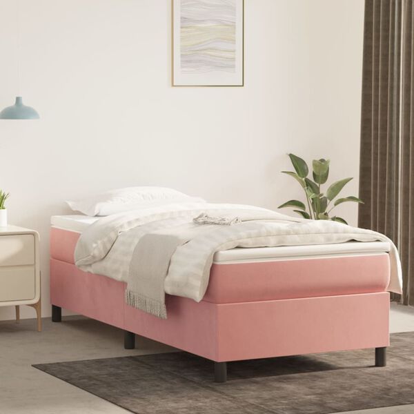 vidaXL Giroletto a Molle con Materasso Rosa 90x190 cm in Velluto