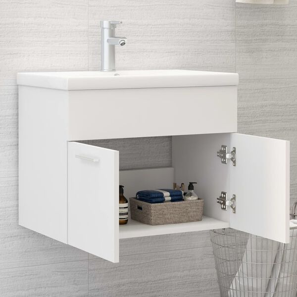 vidaXL Mobile Bagno con Lavabo Integrato Bianco in Truciolato