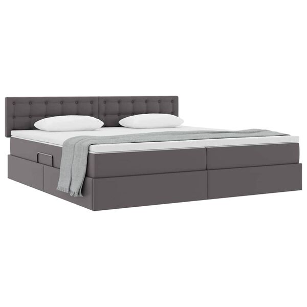vidaXL Letto con contenitore e materasso Grigio 200 x 200 cm