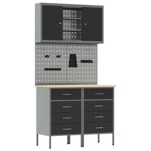 vidaXL Set di mobili da lavoro con cassetto con lo scaffale 5 pz Nero