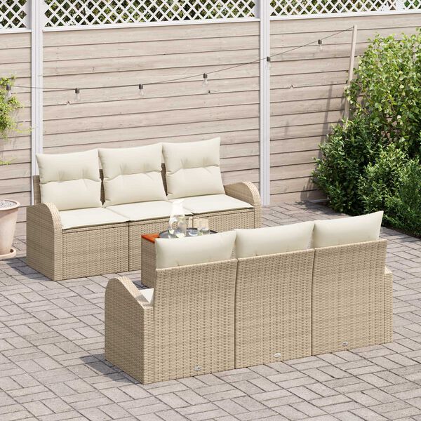 vidaXL Set Divano da Giardino 7 pcs Beige e Crema polyrattan