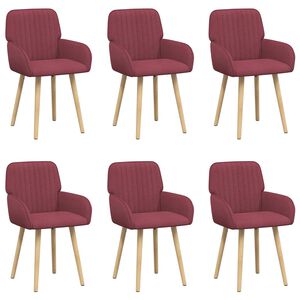 vidaXL Sedie da pranzo 6 pcs Tessuto Rosso Vino 56,5 x 50 x 87,5 cm