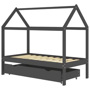 vidaXL Giroletto Bambini Cassetto Grigio Scuro Pino Massello 80x160cm