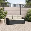 vidaXL Set Divani da Giardino 3 pz con Cuscini in Polyrattan Nero