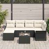 vidaXL Set Divano da Giardino con cuscino 7 pcs Nero polyrattan
