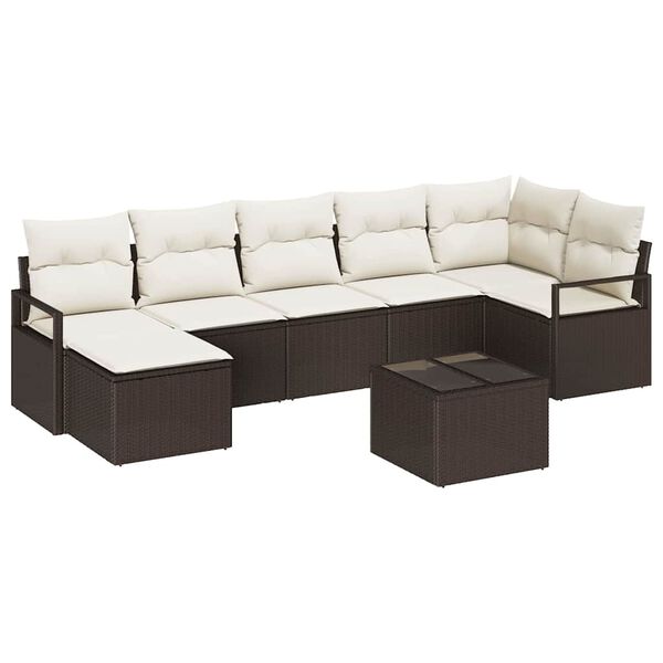 vidaXL Set di divani 8 pcs Marrone polyrattan