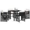 vidaXL Set da Pranzo per Giardino 5 pcs Nero polyrattan