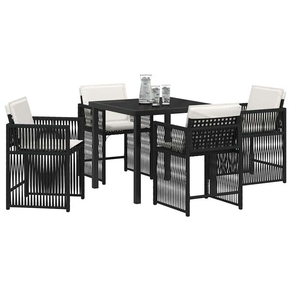 vidaXL Set da Pranzo per Giardino 5 pcs Nero polyrattan