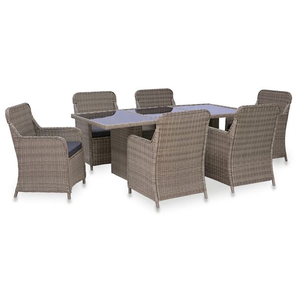 vidaXL Set da Pranzo da Giardino 7 pz in Polyrattan Marrone