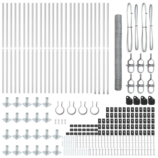 vidaXL Palo della recinzione Argento 50 x 1,5 m (maglia 50 mm) Acciaio
