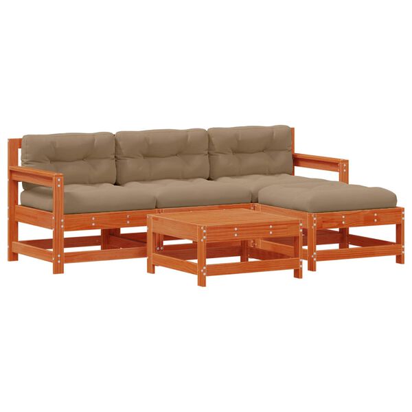 vidaXL Set Lounge da Giardino 5 pcs Marrone Cera