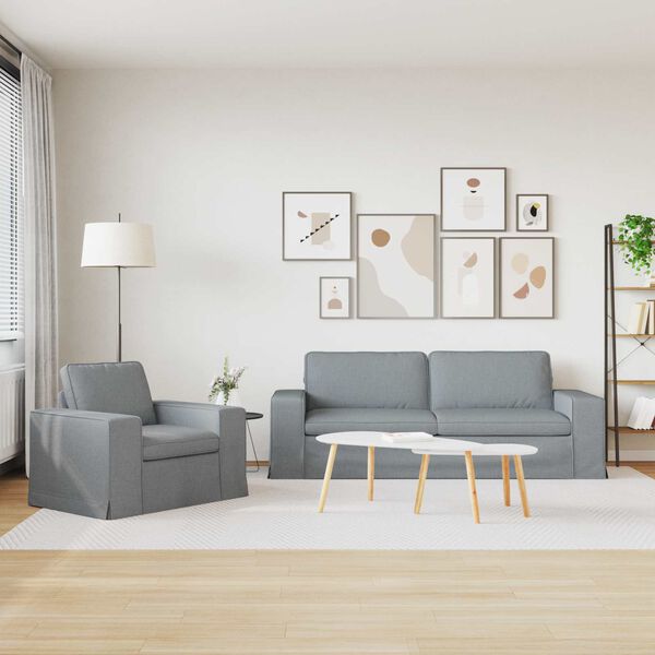 vidaXL Divano 2 pcs Grigio chiaro