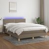 vidaXL Letto a Molle con Materasso e LED Tortora 140x200 cm in Tessuto