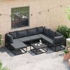 vidaXL Set Divano da Giardino con cuscino Nero Alluminio