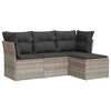 vidaXL Set Divano da Giardino 4pz con Cuscini Grigio Chiaro Polyrattan