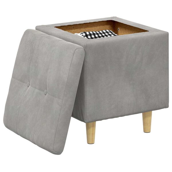 vidaXL Pouf contenitore Grigio chiaro 40 x 40 x 45 cm Velluto