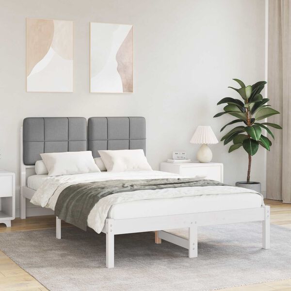 vidaXL Letto con Testiera Rivestita Grigio chiaro 120 x 190 cm