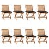 vidaXL Sedie da Giardino Pieghevoli con Cuscini 8 pz Massello di Teak