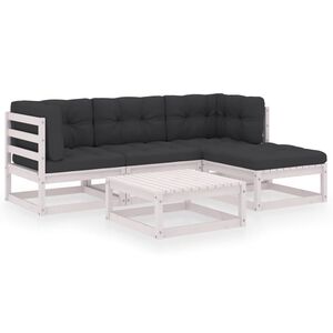 vidaXL Set Divani da Giardino 5 pz con Cuscini Legno Massello Pino