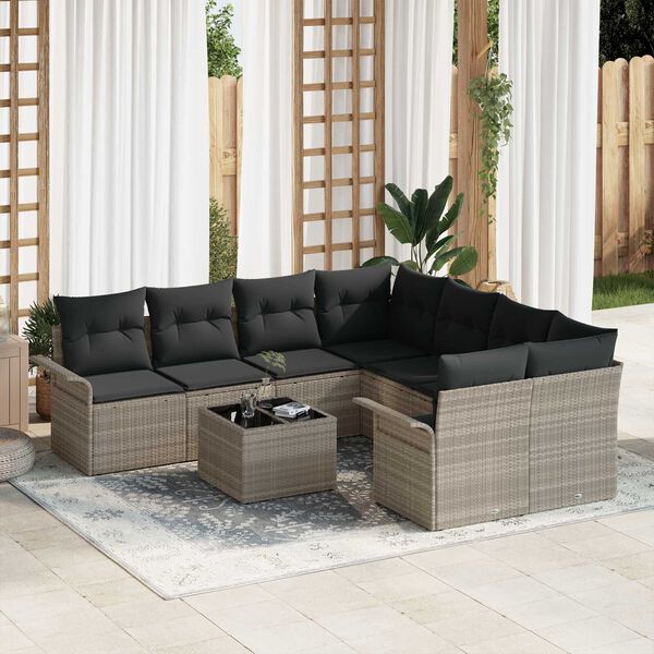 vidaXL Set Divano da Giardino 9 pcs Grigio chiaro e grigio scuro