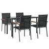 vidaXL Set da Pranzo da Giardino 5 pz Nero in Textilene e Acciaio