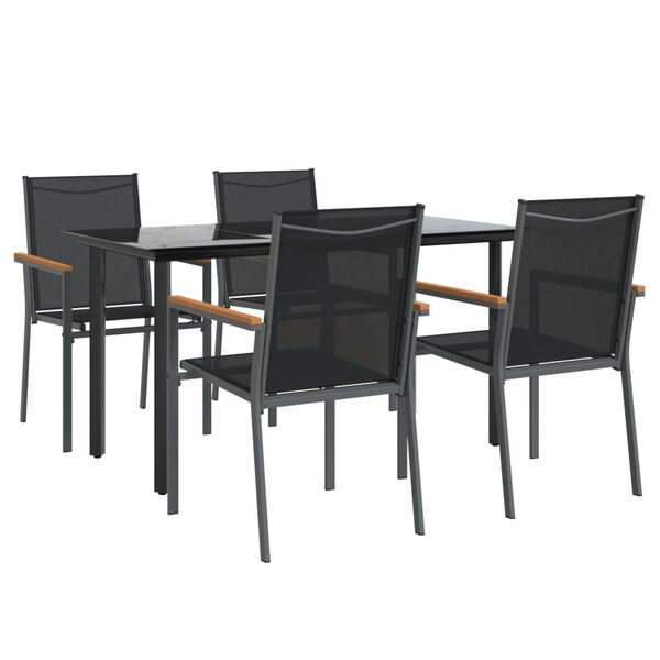 vidaXL Set da Pranzo da Giardino 5 pz Nero in Textilene e Acciaio