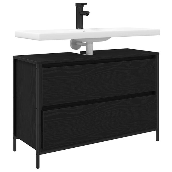 vidaXL Mobile Lavabo da Bagno con Cassetti Rovere Nero 90x34,5x60 cm