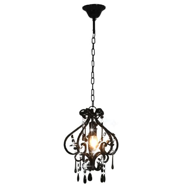vidaXL Lampadario con Perle Nero Rotondo E14